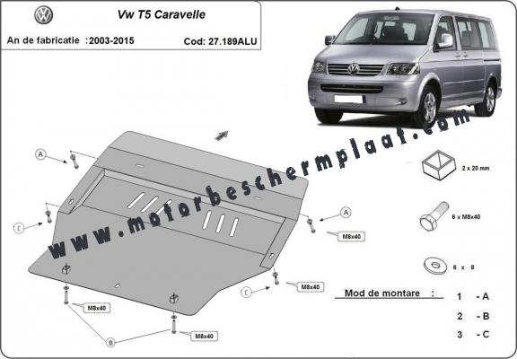 Motor, Versnellingsbak en Radiator Beschermplaat voor Volkswagen Transporter T5 Caravelle - aluminium