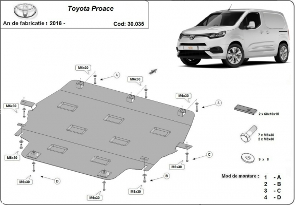 Motor Beschermplaat voor Toyota Proace