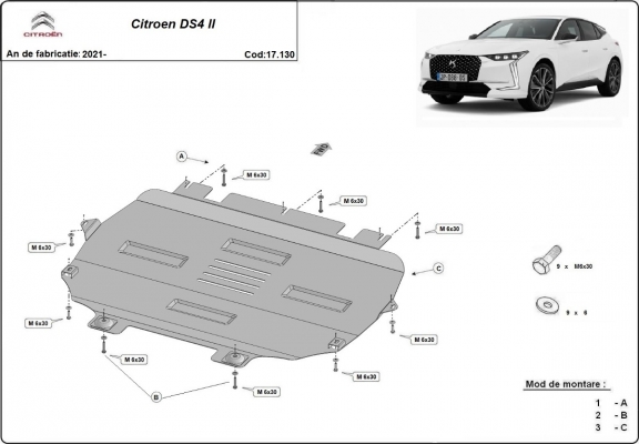 Motor, Versnellingsbak en Radiator Beschermplaat voor Citroen DS 4 II