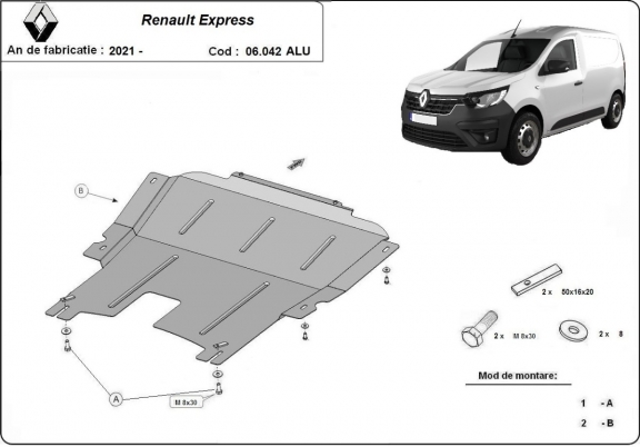Motor, Versnellingsbak en Radiator Beschermplaat voor Renault Express