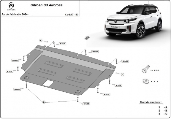 Motor en Versnellingsbak Beschermplaat voor Citroen C3 Aircross