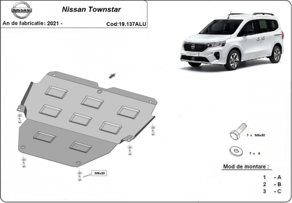 Aluminium Motor, Versnellingsbak en Radiator Beschermplaat voor Nissan Townstar