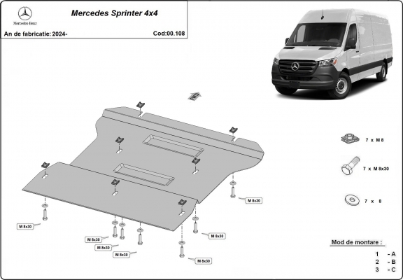 Versnellingsbak Beschermplaat voor Mercedes Sprinter 4x4
