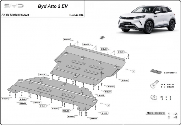 Motor en Versnellingsbak Beschermplaat voor BYD Atto 2