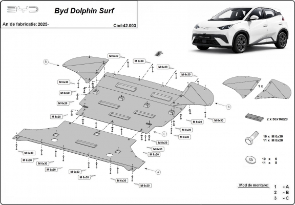Motor en Versnellingsbak Beschermplaat voor BYD Dolphin Surf