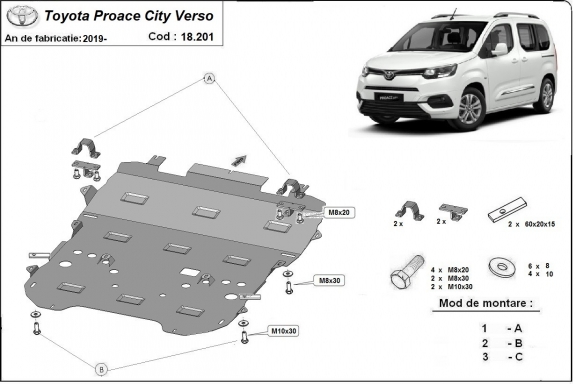 Motor Beschermplaat voor Toyota Proace