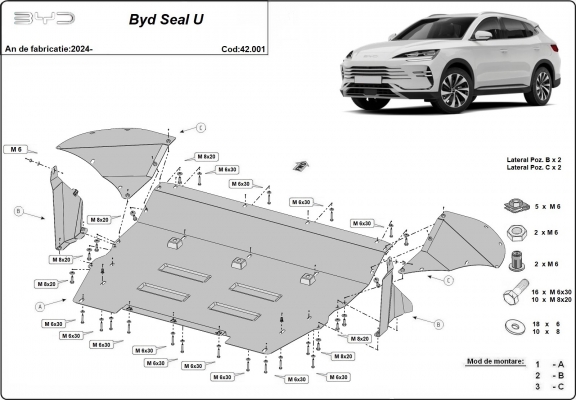 Motor en Versnellingsbak Beschermplaat voor BYD Seal U