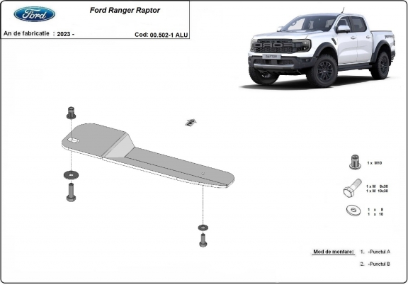 Brandstoffilter Beschermplaat voor Ford Ranger Raptor - Aluminium