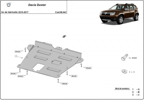 Motor en Versnellingsbak Beschermplaat voor Dacia Duster