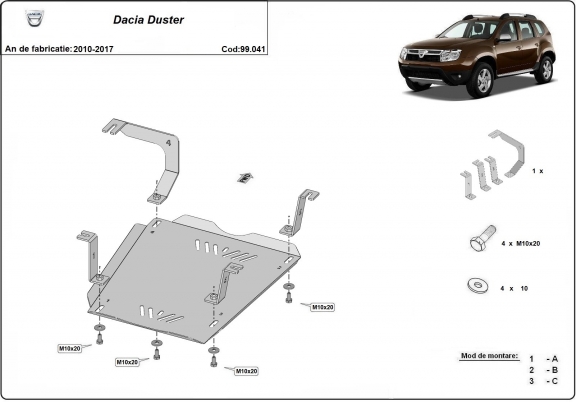 Brandstoftank Beschermplaat voor Dacia Duster